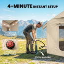 Outsunny Inflatable Tents 4 Season for 6-8 Person Khaki