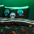 Bedlam Dancing Skeletons Duvet Cover Set in Black