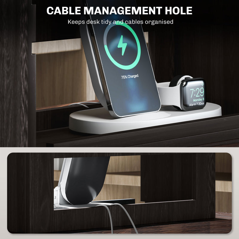 HOMCOM 4-Tier Desktop Organiser With Cable Management For Stationery - Oak/Dark Brown