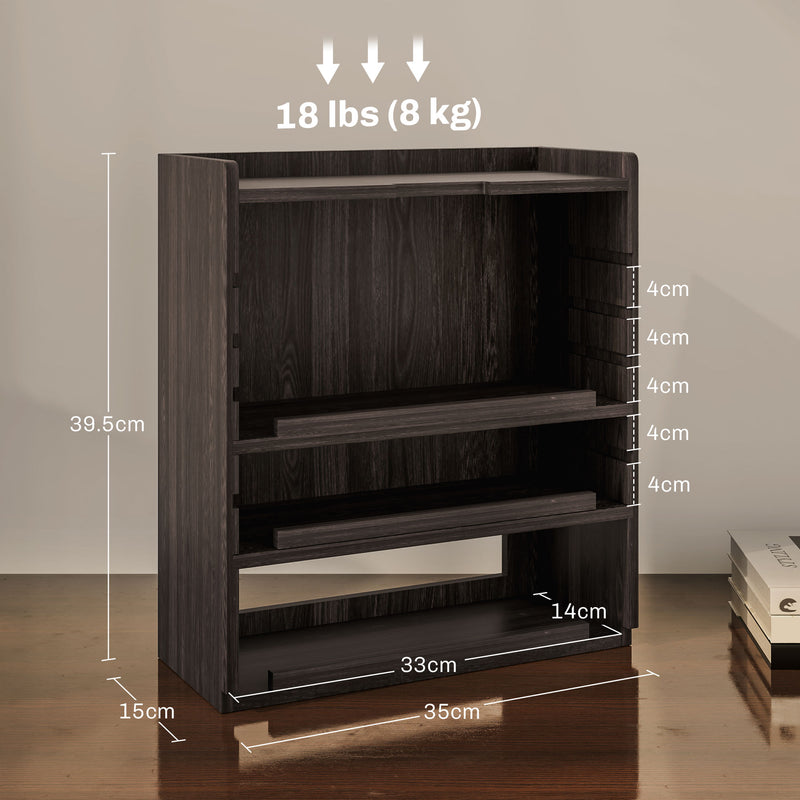 HOMCOM 4-Tier Desktop Organiser With Cable Management For Stationery - Oak/Dark Brown