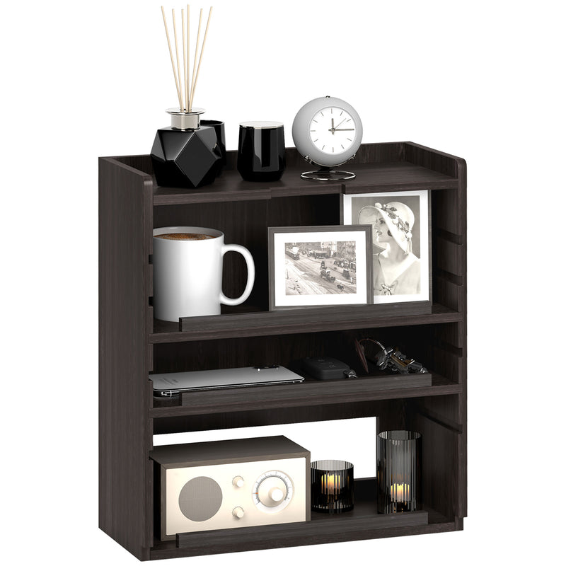 HOMCOM 4-Tier Desktop Organiser With Cable Management For Stationery - Oak/Dark Brown