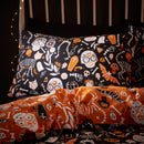 Bedlam Halloween Day of the Dead Duvet Cover Set in Black/Orange