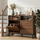 HOMCOM Narrow Shoe Cabinet with 2 Flip Drawers, Modern Shoe Storage Cabinet