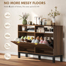 HOMCOM Narrow Shoe Cabinet with 2 Flip Drawers, Modern Shoe Storage Cabinet