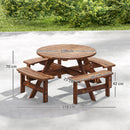 Outsunny Wooden Garden Dining Set With Parasol Hole For Outdoor, Tan