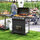 Outsunny 5 Burner Gas Barbecue Grill Portable Gas BBQ Grill with Lid, Black