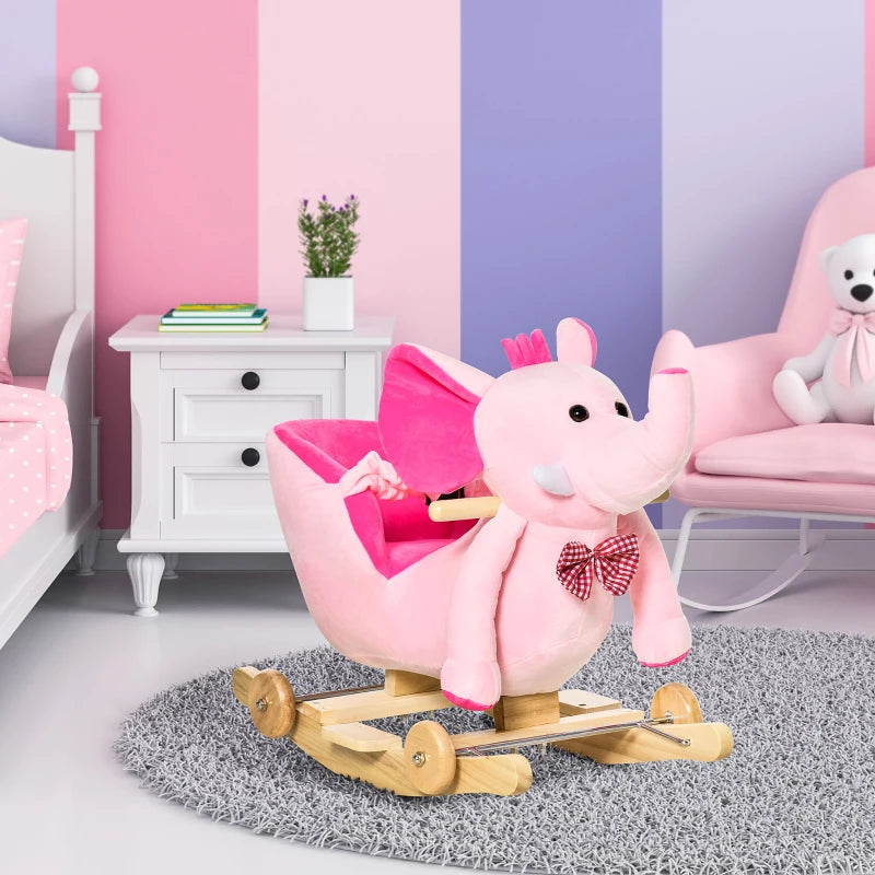 HOMCOM  Children's Rocking Elephant - Pink