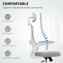 HOMCOM High Back Mesh Computer Desk Chair With Lumbar Support, Grey