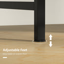 HOMCOM 2-Tier Writing Desk Metal Frame with Storage Shelf Rustic Brown