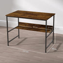 HOMCOM 2-Tier Writing Desk Metal Frame with Storage Shelf Rustic Brown