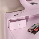 AIYAPLAY Kids Dressing Table Set W/ Stool, Mirror, Drawers - Pink