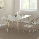 HOMCOM 4 Pack Linen-Look Padded Folding Chairs with Cushioned Seat Beige