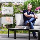 Outsunny 4 Seater Garden Corner Sofa Set With Removable Thick Cushions Grey