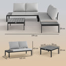 Outsunny 4 Seater Garden Corner Sofa Set With Removable Thick Cushions Grey
