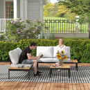Outsunny 4 Seater Garden Corner Sofa Set With Removable Thick Cushions Grey