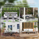 Outsunny 4 Seater Garden Corner Sofa Set With Removable Thick Cushions Grey