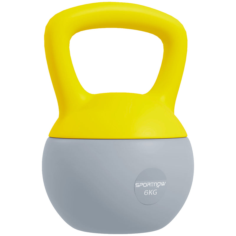 SPORTNOW Kettlebell w/ Soft Body and Non-Slip Handle, Yellow and Grey