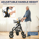 HOMCOM 2-in-1 Mobility Walker With Seat, Foldable Rollator With Footrests