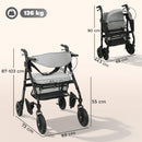 HOMCOM 2-in-1 Mobility Walker With Seat, Foldable Rollator With Footrests