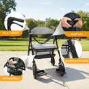 HOMCOM 2-in-1 Mobility Walker With Seat, Foldable Rollator With Footrests