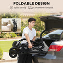 HOMCOM 2-in-1 Mobility Walker With Seat, Foldable Rollator With Footrests