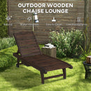 Outsunny Wooden Sun Lounger Outdoor Patio Sun Bed W/ Pull-out Table