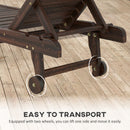 Outsunny Wooden Sun Lounger Outdoor Patio Sun Bed W/ Pull-out Table