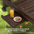 Outsunny Wooden Sun Lounger Outdoor Patio Sun Bed W/ Pull-out Table