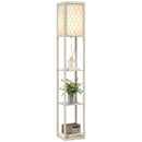 HOMCOM Modern Floor Lamp Light With 3 Shelves Fabric Lampshade