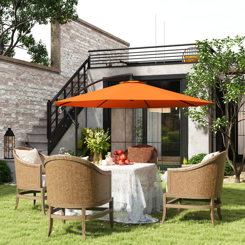 Outsunny 3(m) Cantilever Parasol Banana Umbrella w/ Crank