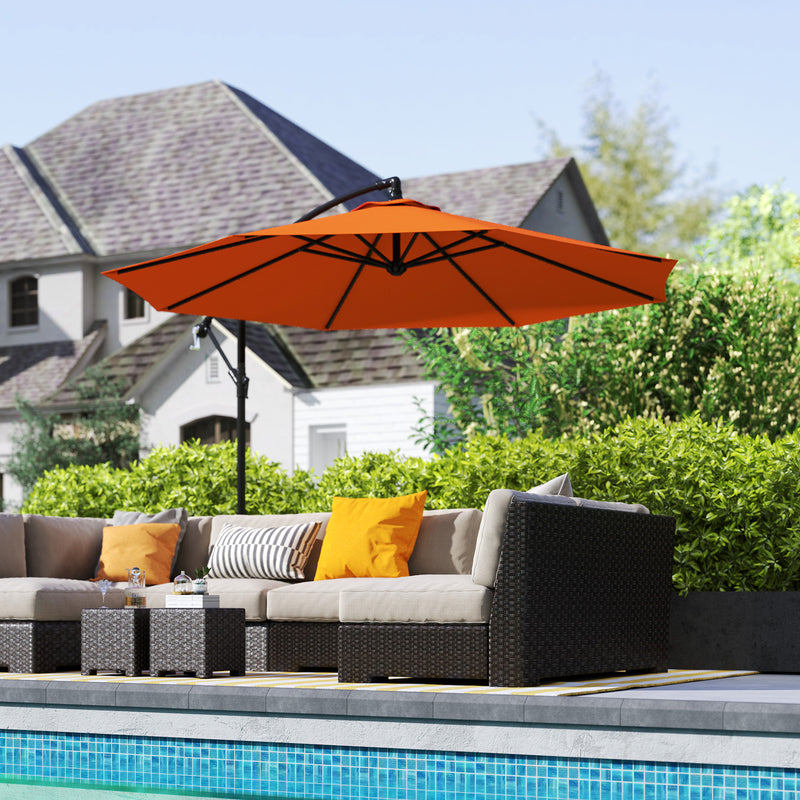 Outsunny 3(m) Cantilever Parasol Banana Umbrella w/ Crank