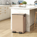 HOMCOM Dual Kitchen Bin Pedal Bin for Recycling and Waste, Gold Tone