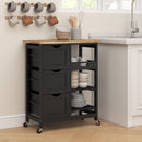 HOMCOM Rolling Kitchen Island Cart, Bar Serving Cart, Compact Trolley Black