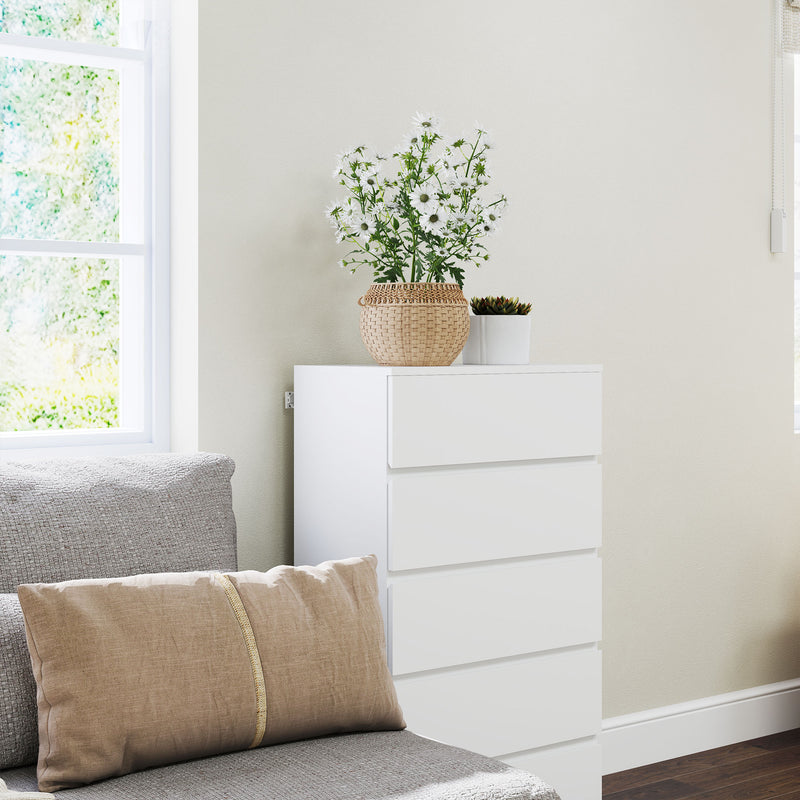 HOMCOM Bedroom Chest of Drawers, 5 Drawers Dresser, Drawer Unit, White