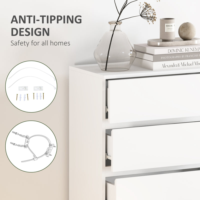 HOMCOM Bedroom Chest of Drawers, 5 Drawers Dresser, Drawer Unit, White