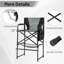 Directors Chair Folding Makeup Artist Camping Chair With Foldable Side Table-Grey