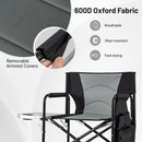 Directors Chair Folding Makeup Artist Camping Chair With Foldable Side Table-Grey
