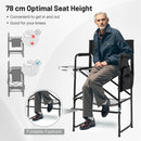 Directors Chair Folding Makeup Artist Camping Chair With Foldable Side Table-Grey
