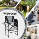 Directors Chair Folding Makeup Artist Camping Chair With Foldable Side Table-Grey