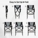 Directors Chair Folding Makeup Artist Camping Chair With Foldable Side Table-Grey