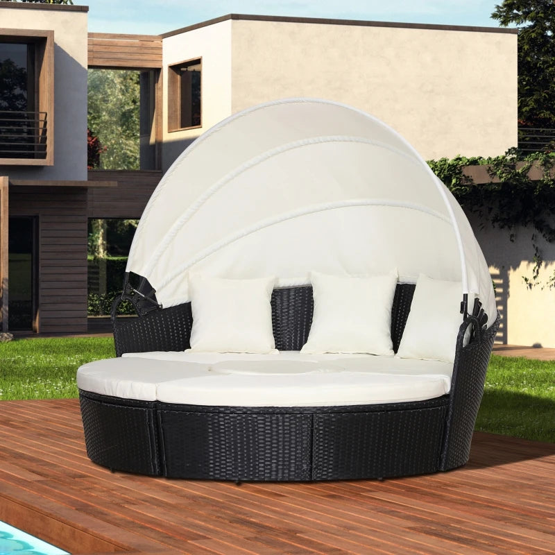 Outsunny Outdoor Daybed with Cushions -  Black