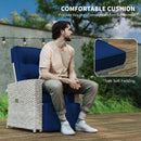 Outsunny 4 Piece Rattan Garden Furniture Set with Sofa, Glass Table, Blue