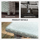 Outsunny 4 Piece Rattan Garden Furniture Set with Sofa, Glass Table, Blue