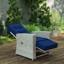 Outsunny 4 Piece Rattan Garden Furniture Set with Sofa, Glass Table, Blue
