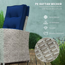 Outsunny 4 Piece Rattan Garden Furniture Set with Sofa, Glass Table, Blue