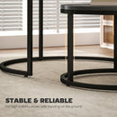 HOMCOM 2 Pcs Stacking Coffee Table Set Steel Frame, Black Wood Grain