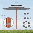 Outsunny 2.7 M Garden Parasol With Double Top, Light Grey