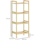 HOMCOM 4-Tier Bamboo Bathroom Storage Shelf with Adjustable Rack