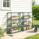 Outsunny 4-Tier Plant Stand Indoor Outdoor, Set of 2 Metal Plant Shelf