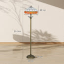 Floor Lamp With Handcrafted Stained Glass Shade, Vintage Standing Lamp